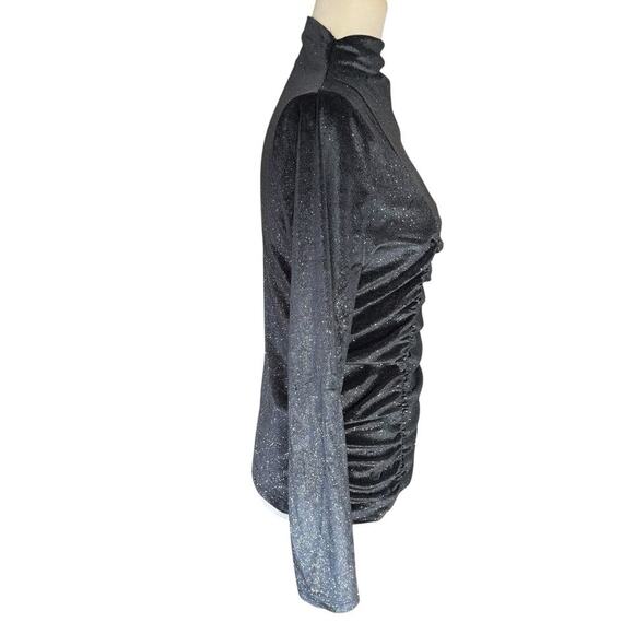 A Love Story Top Glitter Ruching Gray L/S Large Stretch Whimsical DarkFairy - Picture 4 of 8